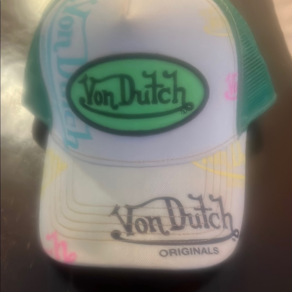 Von Dutch Green and White Trucker Hat